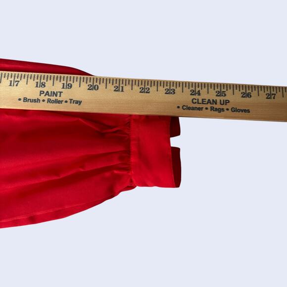 Lady Manhattan Puff Sleeve Red Blouse, Notched Collar, Hidden Placket, Sz 10 80s - Picture 5 of 5